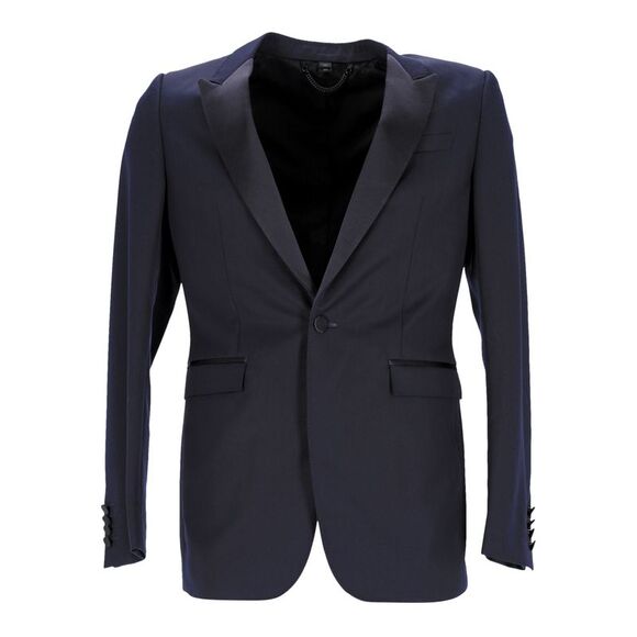 Burberry Smoking Jacket in Navy Blue Virgin Wool - Picture 1 of 5
